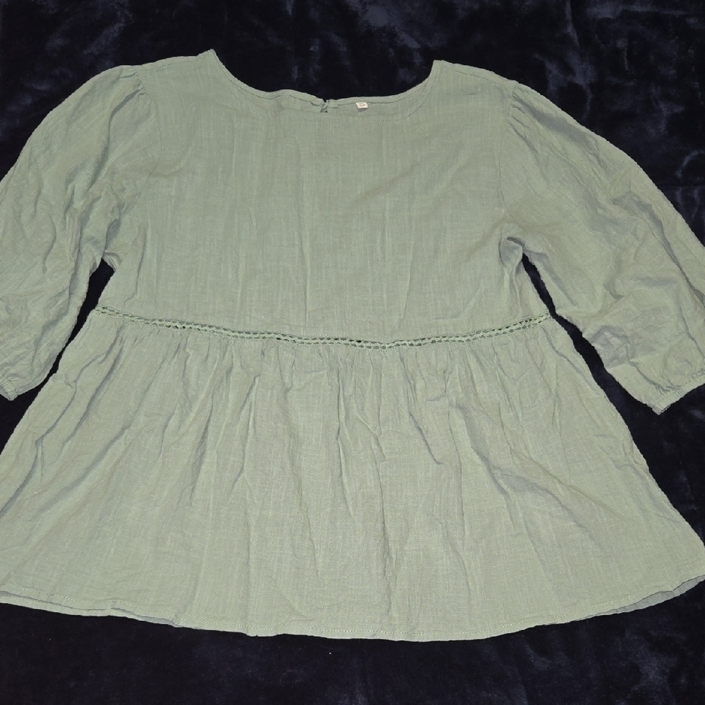 Green Peasant Blouse